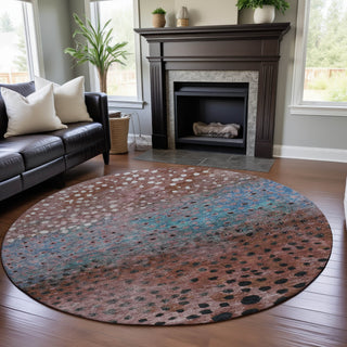 Piper Looms Mayfield Circles AMF1074 Paprika Machine Washable Area Rug Round Lifestyle Image Feature