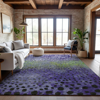 Piper Looms Mayfield Circles AMF1074 Purple Machine Washable Area Rug Lifestyle Image Feature