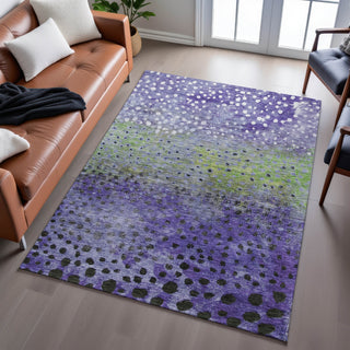 Piper Looms Mayfield Circles AMF1074 Purple Machine Washable Area Rug Lifestyle Image Feature