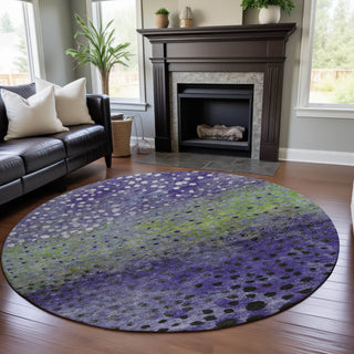 Piper Looms Mayfield Circles AMF1074 Purple Machine Washable Area Rug Round Lifestyle Image Feature