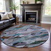Piper Looms Mayfield Abstract AMF1075 Blue Machine Washable Area Rug Round Lifestyle Image Feature