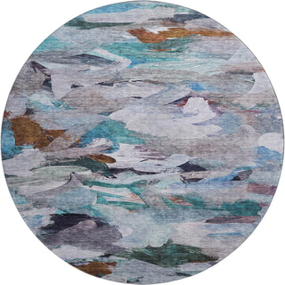 Piper Looms Mayfield Abstract AMF1075 Blue Machine Washable Area Rug Round Main Image