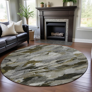 Piper Looms Mayfield Abstract AMF1075 Granite Machine Washable Area Rug Round Lifestyle Image Feature