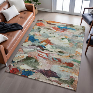 Piper Looms Mayfield Abstract AMF1075 Green Machine Washable Area Rug Lifestyle Image Feature