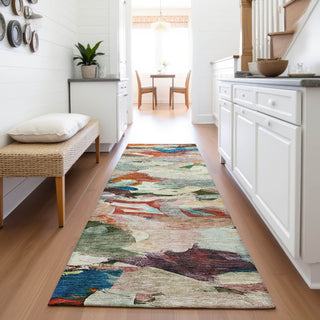 Piper Looms Mayfield Abstract AMF1075 Green Machine Washable Area Rug Runner Lifestyle Image Feature