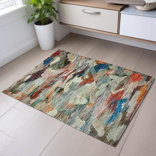 Piper Looms Mayfield Abstract AMF1075 Green Machine Washable Area Rug Scatter Lifestyle Image Feature