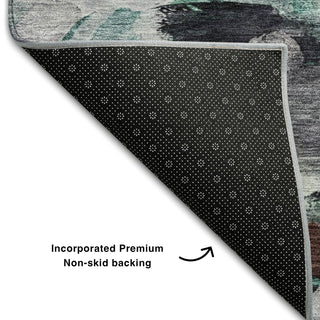 Piper Looms Mayfield Abstract AMF1075 Teal Machine Washable Area Rug Backing Image