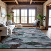 Piper Looms Mayfield Abstract AMF1075 Teal Machine Washable Area Rug Lifestyle Image Feature