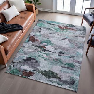 Piper Looms Mayfield Abstract AMF1075 Teal Machine Washable Area Rug Lifestyle Image Feature