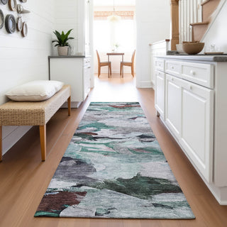 Piper Looms Mayfield Abstract AMF1075 Teal Machine Washable Area Rug Runner Lifestyle Image Feature