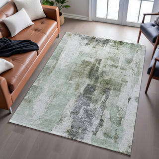 Piper Looms Mayfield Abstract AMF1076 Mint Machine Washable Area Rug Lifestyle Image Feature