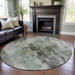 Piper Looms Mayfield Abstract AMF1076 Mint Machine Washable Area Rug Round Lifestyle Image Feature