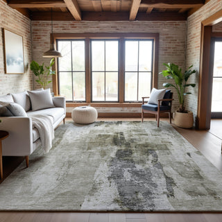 Piper Looms Mayfield Abstract AMF1076 Taupe Machine Washable Area Rug Lifestyle Image Feature