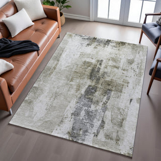 Piper Looms Mayfield Abstract AMF1076 Taupe Machine Washable Area Rug Lifestyle Image Feature