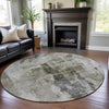 Piper Looms Mayfield Abstract AMF1076 Taupe Machine Washable Area Rug Round Lifestyle Image Feature