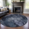 Piper Looms Mayfield Modern AMF1077 Navy Machine Washable Area Rug Round Lifestyle Image Feature