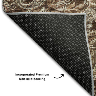 Piper Looms Mayfield Swirl AMF1078 Brown Machine Washable Area Rug Backing Image