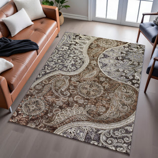 Piper Looms Mayfield Swirl AMF1078 Brown Machine Washable Area Rug Lifestyle Image Feature