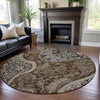 Piper Looms Mayfield Swirl AMF1078 Brown Machine Washable Area Rug Round Lifestyle Image Feature