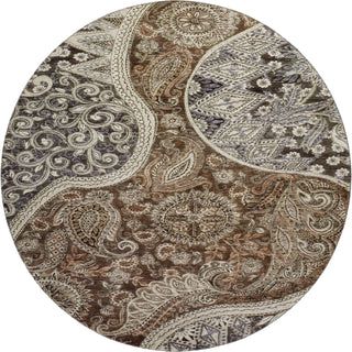 Piper Looms Mayfield Swirl AMF1078 Brown Machine Washable Area Rug Round Main Image
