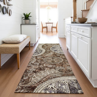 Piper Looms Mayfield Swirl AMF1078 Brown Machine Washable Area Rug Runner Lifestyle Image Feature