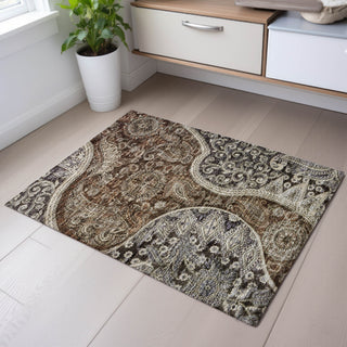 Piper Looms Mayfield Swirl AMF1078 Brown Machine Washable Area Rug Scatter Lifestyle Image Feature