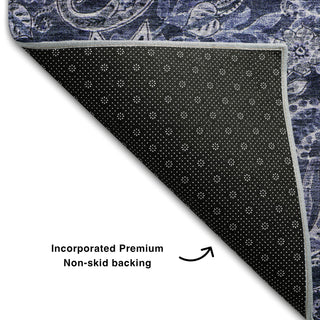 Piper Looms Mayfield Swirl AMF1078 Navy Machine Washable Area Rug Backing Image