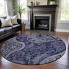 Piper Looms Mayfield Swirl AMF1078 Navy Machine Washable Area Rug Round Lifestyle Image Feature