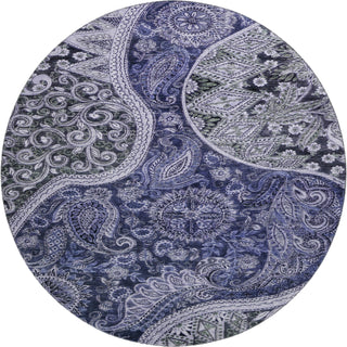 Piper Looms Mayfield Swirl AMF1078 Navy Machine Washable Area Rug Round Main Image