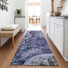 Piper Looms Mayfield Swirl AMF1078 Navy Machine Washable Area Rug Runner Lifestyle Image Feature