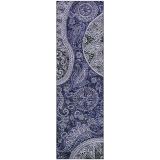 Piper Looms Mayfield Swirl AMF1078 Navy Machine Washable Area Rug Runner Main Image