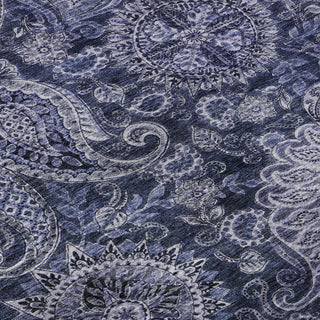 Piper Looms Mayfield Swirl AMF1078 Navy Machine Washable Area Rug Swatch Image
