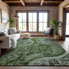 Piper Looms Mayfield Swirl AMF1078 Olive Machine Washable Area Rug Lifestyle Image Feature