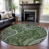 Piper Looms Mayfield Swirl AMF1078 Olive Machine Washable Area Rug Round Lifestyle Image Feature