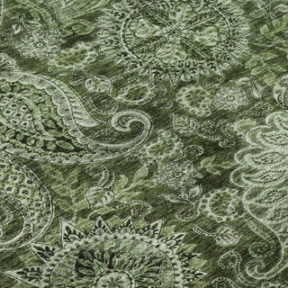 Piper Looms Mayfield Swirl AMF1078 Olive Machine Washable Area Rug Swatch Image