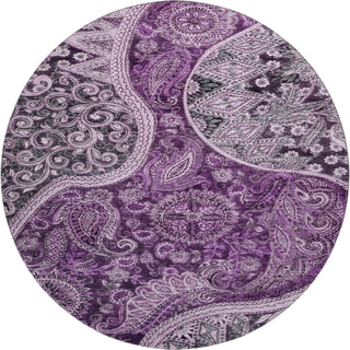 Piper Looms Mayfield Swirl AMF1078 Purple Machine Washable Area Rug Round Main Image