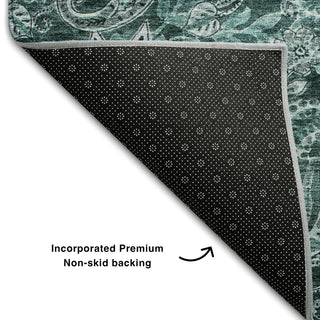 Piper Looms Mayfield Swirl AMF1078 Teal Machine Washable Area Rug Backing Image