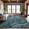 Piper Looms Mayfield Swirl AMF1078 Teal Machine Washable Area Rug Lifestyle Image Feature