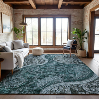 Piper Looms Mayfield Swirl AMF1078 Teal Machine Washable Area Rug Lifestyle Image Feature