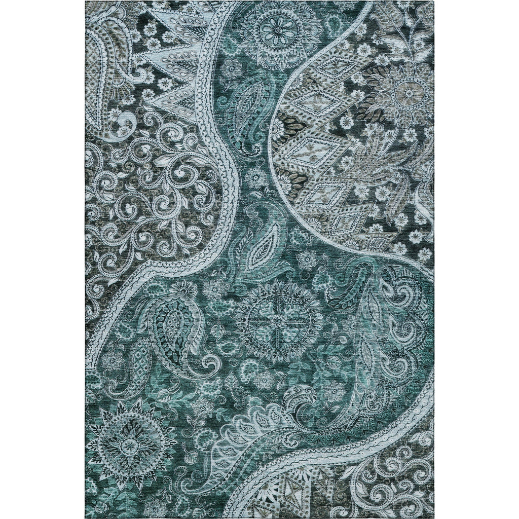 Piper Looms Mayfield Swirl AMF1078 Teal Machine Washable Area Rug main image