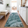 Piper Looms Mayfield Swirl AMF1078 Teal Machine Washable Area Rug Runner Lifestyle Image Feature
