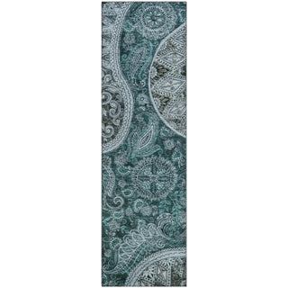 Piper Looms Mayfield Swirl AMF1078 Teal Machine Washable Area Rug Runner Main Image