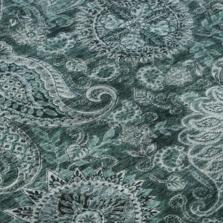 Piper Looms Mayfield Swirl AMF1078 Teal Machine Washable Area Rug Swatch Image
