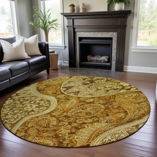 Piper Looms Mayfield Swirl AMF1078 Terracotta Machine Washable Area Rug Round Lifestyle Image Feature