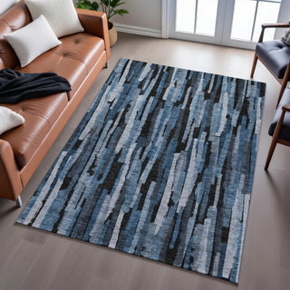 Piper Looms Mayfield Stripes AMF1079 Blue Machine Washable Area Rug Lifestyle Image Feature