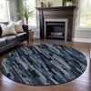 Piper Looms Mayfield Stripes AMF1079 Blue Machine Washable Area Rug Round Lifestyle Image Feature