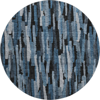 Piper Looms Mayfield Stripes AMF1079 Blue Machine Washable Area Rug Round Main Image