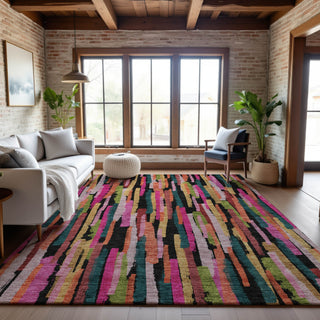 Piper Looms Mayfield Stripes AMF1079 Pink Machine Washable Area Rug Lifestyle Image Feature