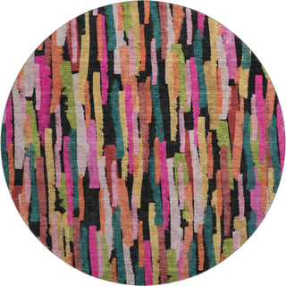 Piper Looms Mayfield Stripes AMF1079 Pink Machine Washable Area Rug Round Main Image