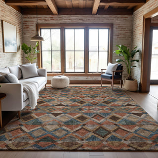 Piper Looms Mayfield Geometric AMF1080 Brown Machine Washable Area Rug Lifestyle Image Feature